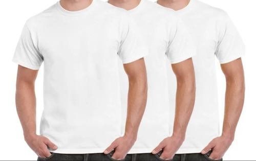 Imagen 1 de 4 de Pack 3 Camisetas Manga Corta 100% Algodon Blancas Unisex
