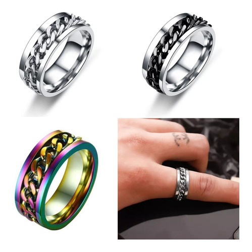 Anillo Giratorio Cadena Joyería Para Hombre Y Mujer