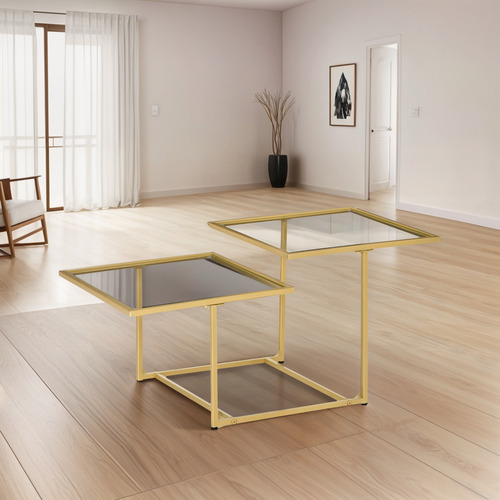 Homcom Mesa Auxiliar Mesa De Centro De Cristal Templado Con