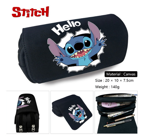 Bolso Para Bolígrafos Stich Anime Periférico De Lona De Dobl