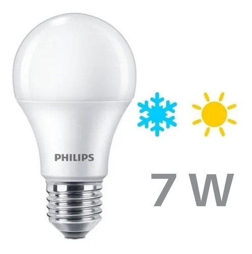 Imagen 1 de 9 de Foco Led Lampara Luz Calida - Fria Philips 7w 220-240v