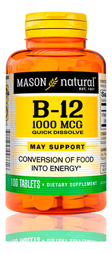 Vitamina B-12 Mason 1000 Mcg 1000 Tabletas Subl