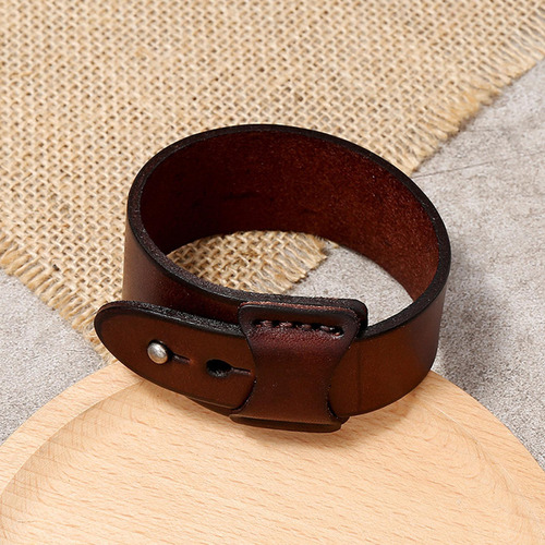 Pulsera Ancha For Hombre, Brazalete, Brazalete, Marrón