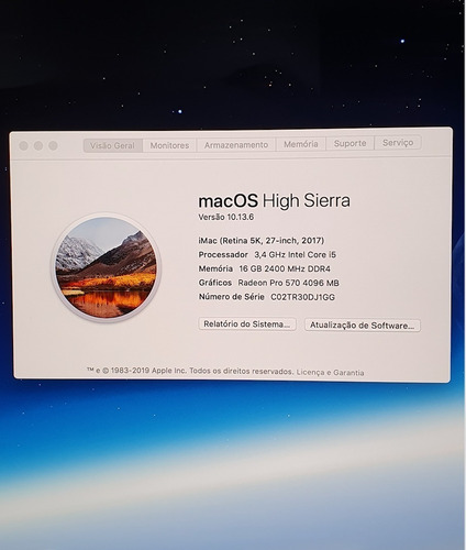 iMac 27, Tela Retina 5k, Core I5 Quad Core 3.8, 16gb(zerado)