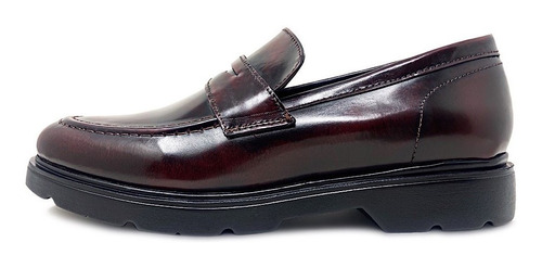 Zapato Mocasín De Hombre Piel Genuina Vino Camaleón