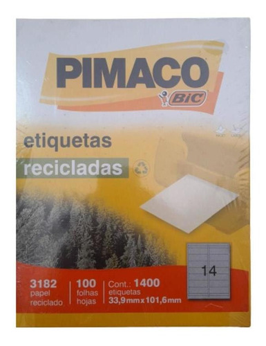 Pct Etiqueta Adesiva Impressão 3182 Reciclada 100 Fls Pimaco