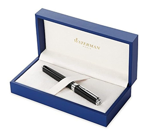 Waterman  Slim Negro, Pluma Estilográfica Con Plumín Fino