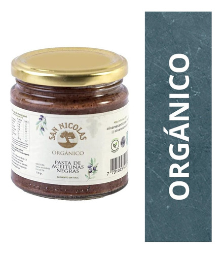 Pasta De Aceitunas Negras Orgánicas San Nicolás X 190 Gr