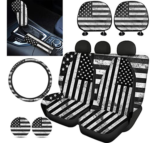 Fkelyi Black American Flag Car Seat Covers Full Set,includes