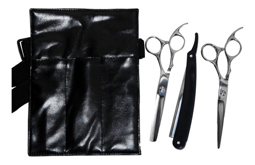 Kit Tijeras Corte + Pulir 6 + Cartuchera Peluqueria Barberia