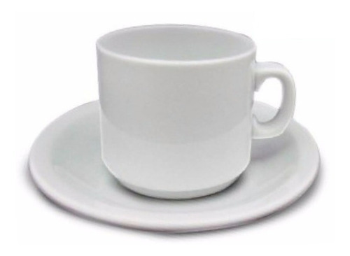 Set X6 Taza Desayuno Con Plato Verbano Recta De Porcelana