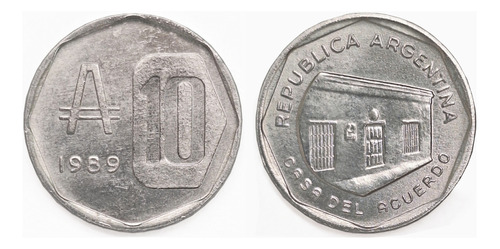 Moneda Argentina 10 Australes, Año 1989 - Km #102 - Exc.