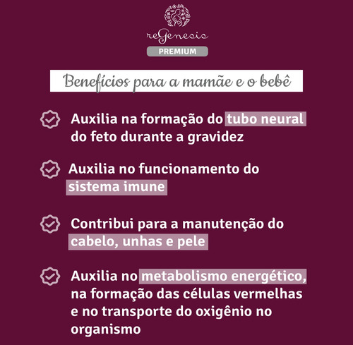 Vitamina Para Gestantes Regenesis Premium 60 Caps Com Ômega
