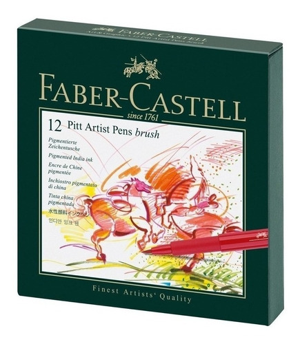 Bolígrafos Faber-Castell Pitt con 12 colores, caja de regalo, ref 16