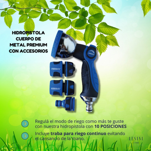 Imagen 3 de 10 de Hidropistola 10 Posic Cuerpo De Metal Premium Con Accesorios