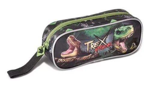 Estojo Escolar Infantil Dinossauro T-rex Meninos Cor Preto