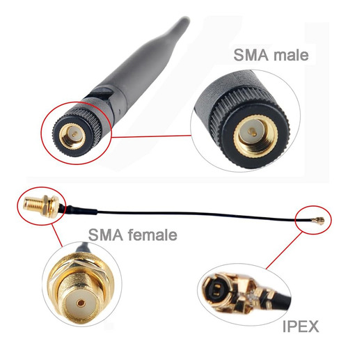Antena Lora De 915 Mhz, 5 Dbi, Macho, 195 Mm, Más Ipex A Sma