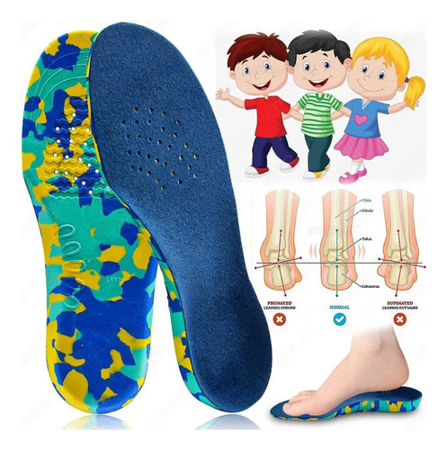 Plantilla infantil, soporte ideal para un desarrollo saludable, color azul, plantilla talla 23-26