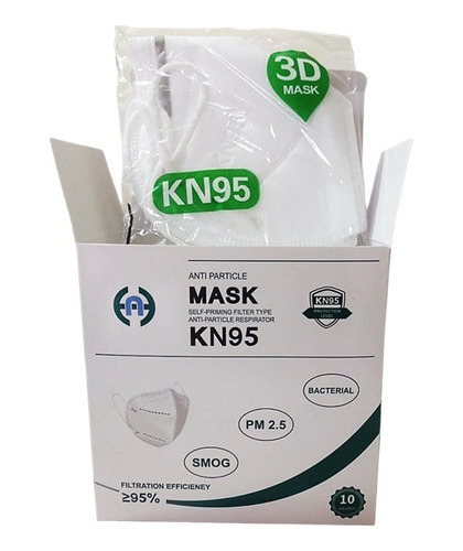 Mascarilla Kn95 Blanco Certificado Gb2626-2006 Caja X 10 Un