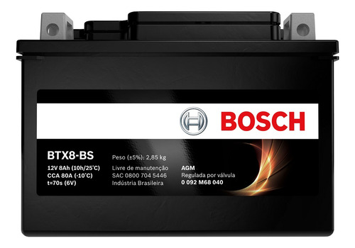 Bateria Xt 600 E / Xt 660 Z Tenere 12v 8ah Bosch Btx8-bs