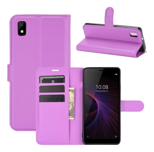 Para Zte Blade L210 Funda De Cuero De Pu Premium Con Crek395