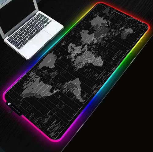 Alfombrilla Para Mouse Mapa Mundo Fondo Negro Rgb Portatil X