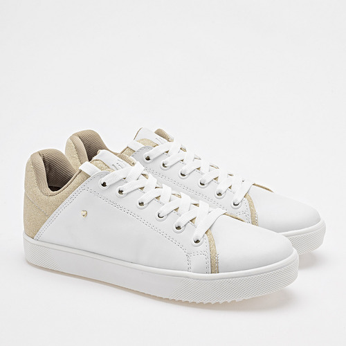 Tenis Casuales Mujer C Libre Blanco Oro 133-318