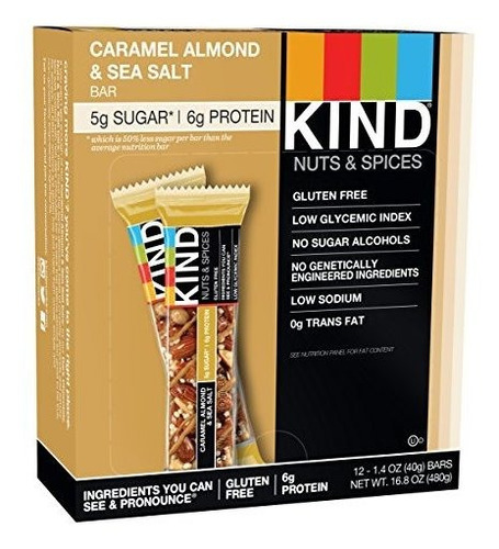 Kind Bares, Almendras De Caramelo Y Sal De Mar, Sin Gluten, 