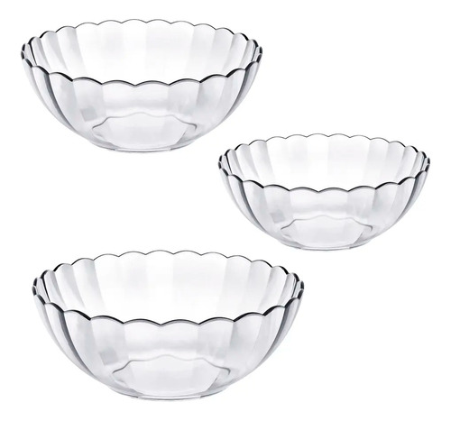 Set 3 Bowl Batidor De Vidrio Templado Marinex Bella 