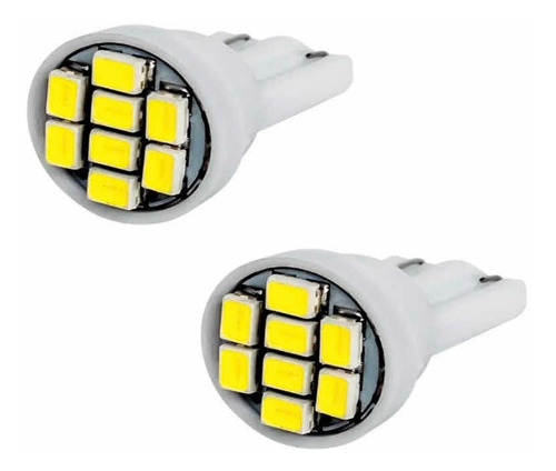 Kit 2 Lampada T10 8 Led W5w Branco Pingo Luz Farolete 12v