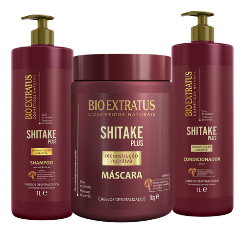 Kit Bio Extratus Shitake Shampoo + Condicionador + Mascara