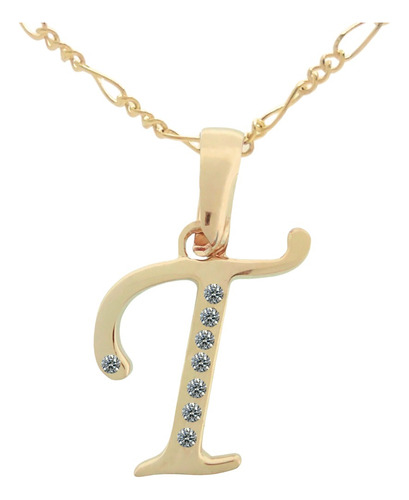 Dije Inicial Letra T Oro 14k Tamaño 2cm + Cadena De Regalo