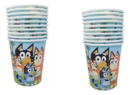 Pack 10 Vasos Para Cumpleaños Bluey Infantil Cotillon-glover