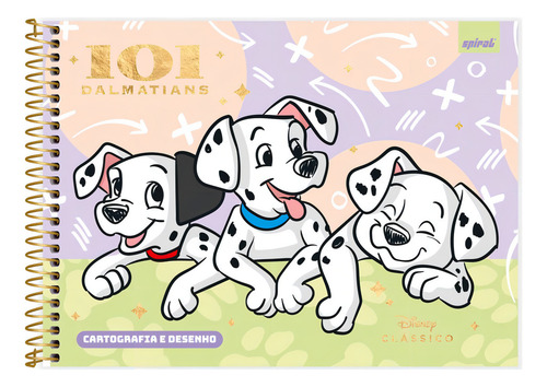 Caderno Desenho Cartografia Capa Dura 48 Folhas 101 Dálmatas