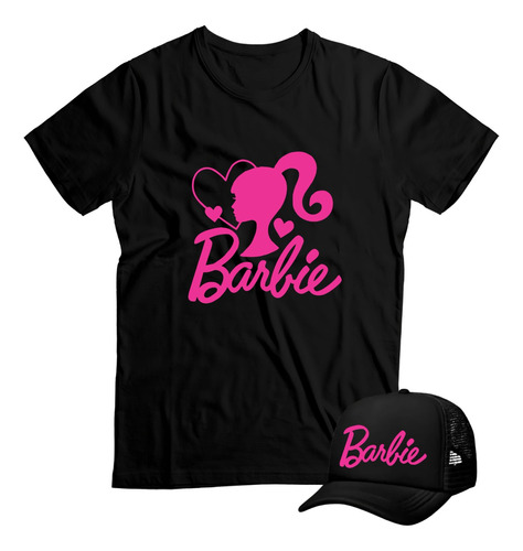 Barbie Remera/gorra Algodón Negra Talle Infantil M2