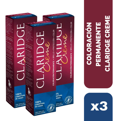 Pack X3 Tintura En Pomo Claridge X 50g Coloracion Permanente Castaño 4