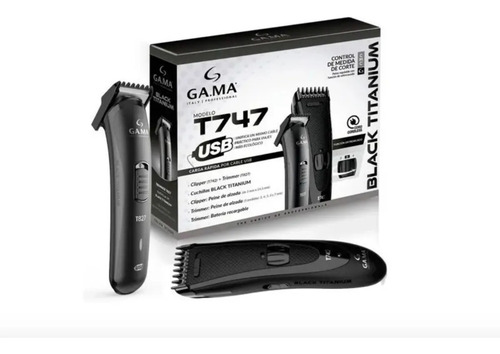 Combo Ga.ma T747 Corta Pelo T742+trimmer T827 Black Titanium