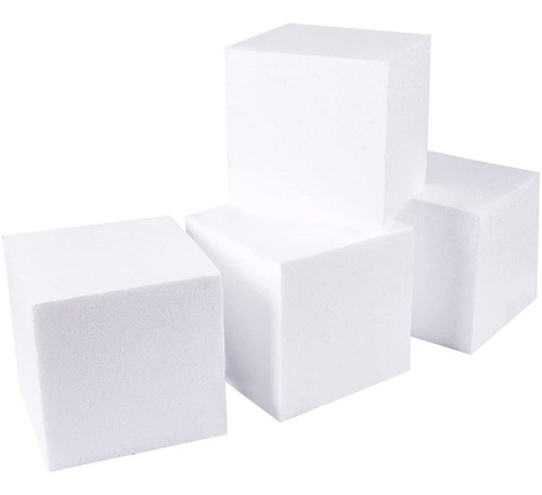 4 Cuadrado Espuma Para Manualidad Bloque Blanco 6 X 6  Arte