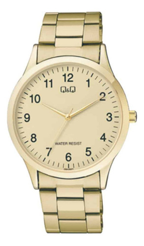 Reloj pulsera Q&Q C08A-006PY, para hombre, con correa de acero inoxidable color dorado