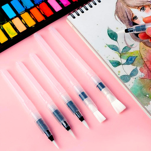 Set Pinceles De Agua Pintura Acuarela Acrilico Dibujo Oleo Cerdas Blanco