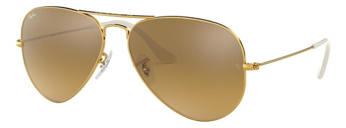 Anteojos De Sol Ray-ban Aviator Gradient Standard Con Marco De Metal Color Polished Gold, Lente Brown/silver De Cristal Espejada, Varilla Polished Gold De Metal - Rb3025