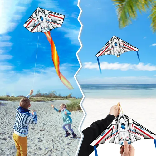 Cometa De Avión Gigante Para Niños Y Adultos – Fácil De Volar Con Bolsa De Transporte Y 2 Colas De Estabilización