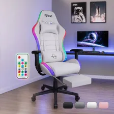 Silla Gamer N.A.S.A Galaxia Blanca Reclinable LED RGB con Apoyapiés y Soporte Lumbar