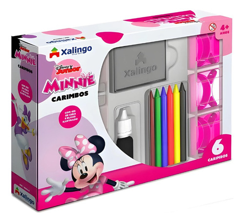 Kit 6 Carimbos Minnie Mouse Jogo De Artes Decoração Cadernos