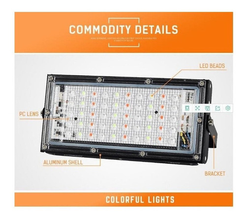 Imagen 7 de 10 de 4packs 50w Led Rgb Luz De Inundación De La Lámpara De Ac