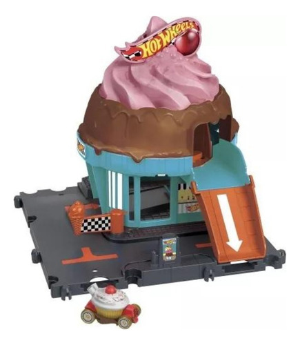 Pista de heladería Hot Wheels City en la ciudad, de color mate