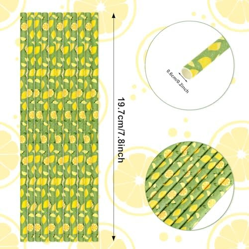 200 Popotes De Papel De Limón Para Fiesta Temática De Frutas