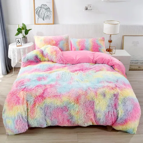 Juego De Ropa De Cama 3 Piezas Para Cama 150 Cm - Funda Nórdica 240x220 Cm Y 2 Fundas De Almohada, Microfibra Suave, Estampado Corazón Colorido
