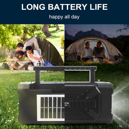 Altavoz Bluetooth Solar Portátil Con Linterna De Emergencia