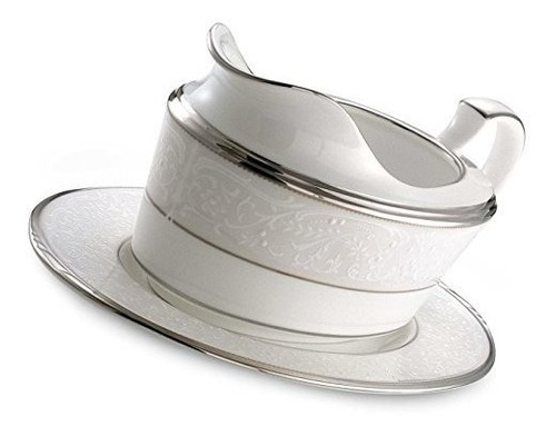 Noritake Silver Palace 2-piece Barco De Salsa Con Bandeja.